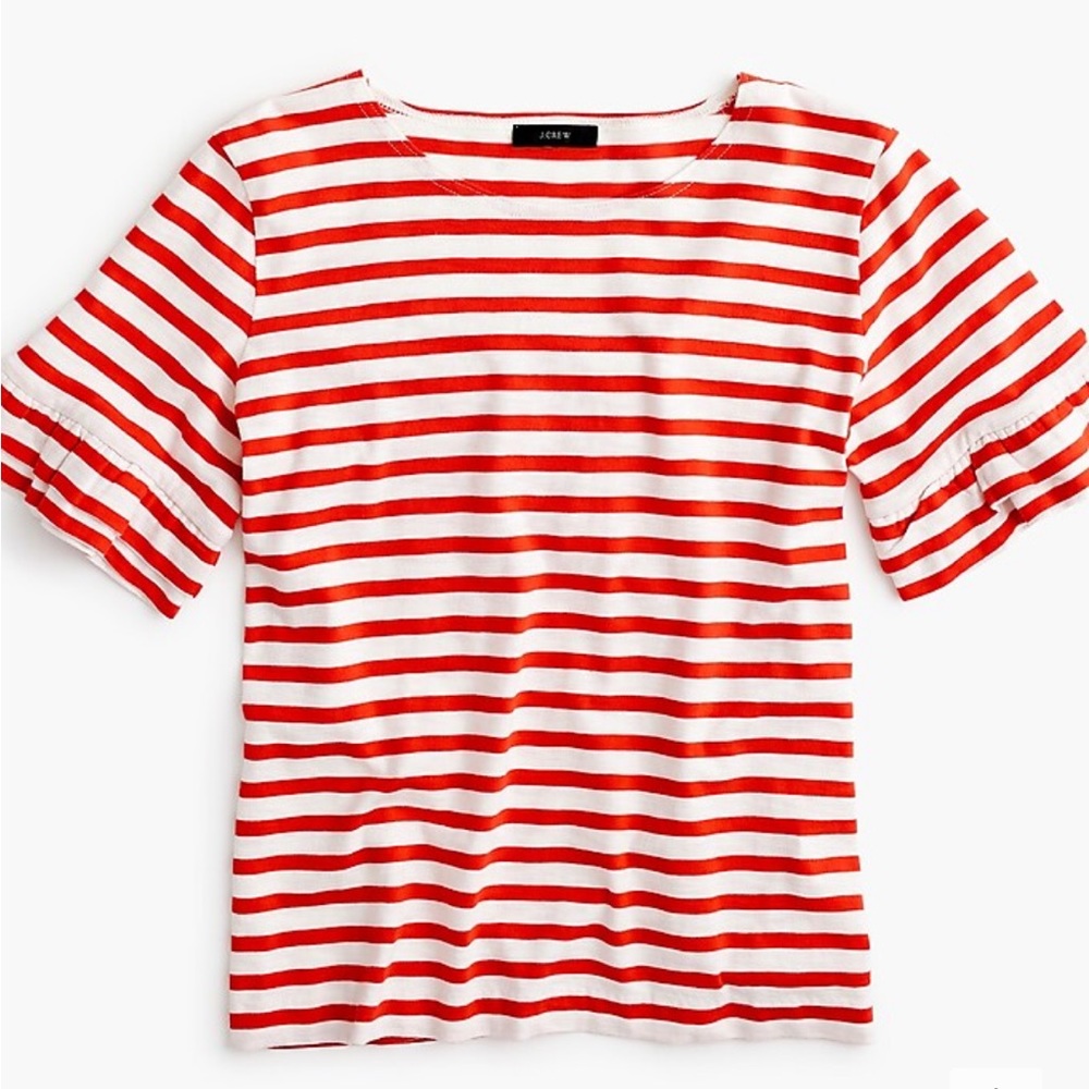 *sold* J.Crew red striped tee ruffle sleeve